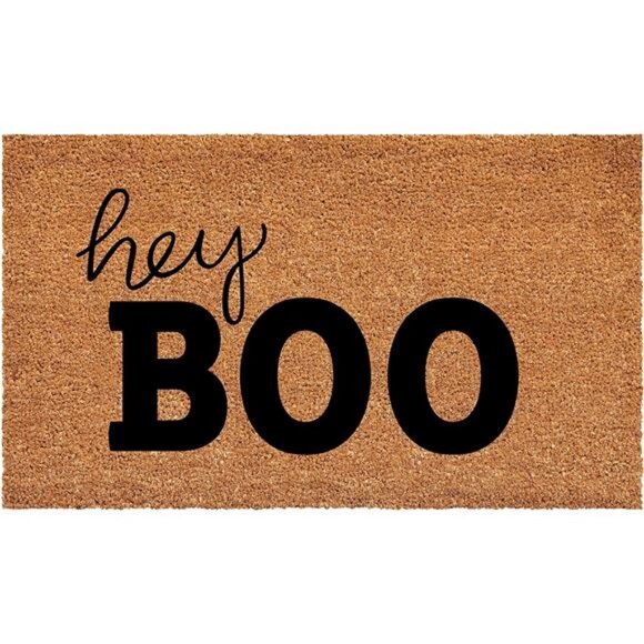 Hey Boo Doormat (Tan/Black, 17" x 29") - Picture 1 of 2
